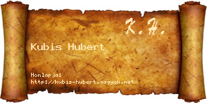 Kubis Hubert névjegykártya